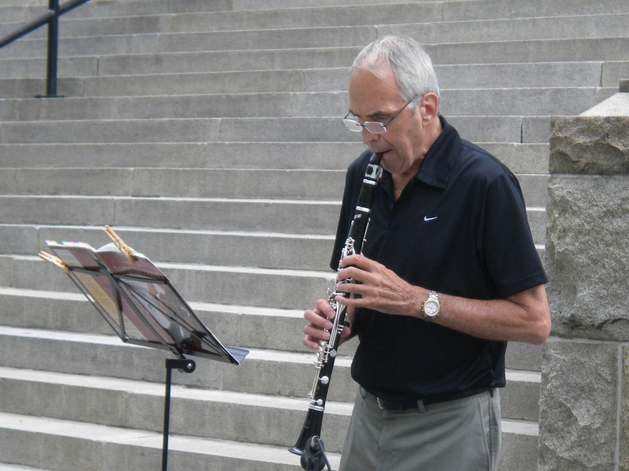 The Clarinet King performing on his clarinet